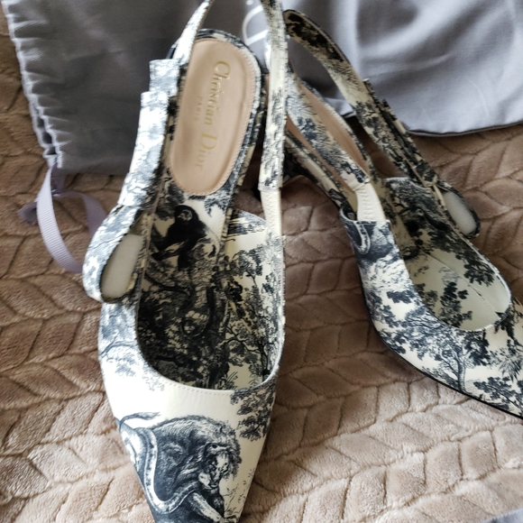 Dior Black White Pumps Slingback 2.5 Hill 39.5/9.5 - Picture 5 of 8